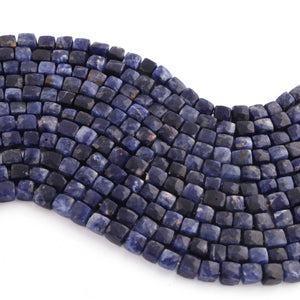 1 Strand Sodalite Faceted Cube Box Shape Beads -3D Cube Gemstone Beads, Fine Quality  Sodalite  Briolettes 6mm -8 Inches BR03170