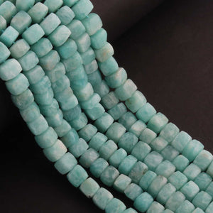 1 Strand Amazonite Faceted Cube Shape Briolettes- Semi Precious Gemstone Amazonite  Cube Shape Briolettes   6mm-7mm  -10 Inches BR02576