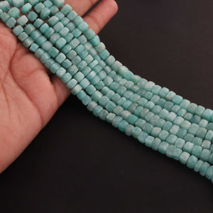 1 Strand Amazonite Faceted Cube Shape Briolettes- Semi Precious Gemstone Amazonite  Cube Shape Briolettes   6mm-7mm  -10 Inches BR02576