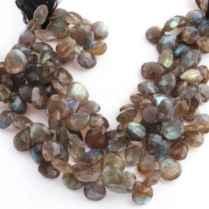 1 Strand Labradorite Faceted Briolettes -Heart Shape Briolettes - 12mmx11mm-15mmx15mm -9 inches BR0553