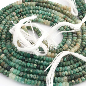 1  Strand Beautiful Shaded Emerald Faceted Roundelles Shape - Semi Precious Gemstone Emerald Roundelles Beads 4mm-5mm - 14 Inches BR01990