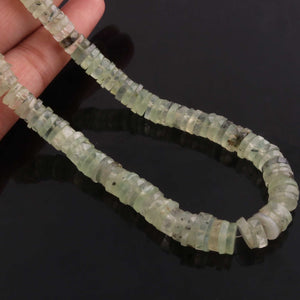 1  Strand Prehnite Faceted  Heishi Shape Rondelles Beads - Semi Precious Gemstone Wheel, Tyre Shape Roundelles Beads- 7mm-10mm-18 Inches BR01540