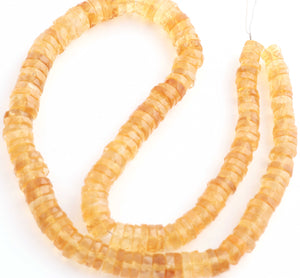 1 Strand Citrine Faceted  Heishi Rondelles Beads -Semi Precious Gemstone Tyre Wheel  Roundelles Beads- 7mm-9mm 15 Inches BR02695