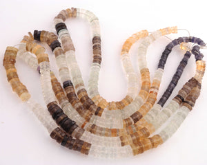 1 Strand Beautiful Mix Stone Faceted  Heishi Rondelles Beads  - Wheel ,Tyre Roundelles  Beads 5mm-9mm 17 Inches BR02679