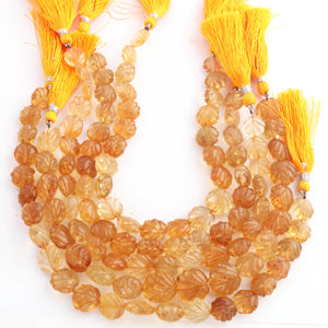 1 Strand Shaded Citrine Carving  Faceted Fancy Shape Briolettes -Semi Precious Gemstone Citrine  Fancy  Briolettes  - 12mm- 10 Inches BR01409