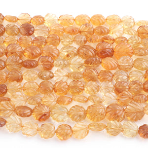 1 Strand Shaded Citrine Carving  Faceted Fancy Shape Briolettes -Semi Precious Gemstone Citrine  Fancy  Briolettes  - 12mm- 10 Inches BR01409