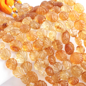 1 Strand Shaded Citrine Carving  Faceted Fancy Shape Briolettes -Semi Precious Gemstone Citrine  Fancy  Briolettes  - 12mm- 10 Inches BR01409