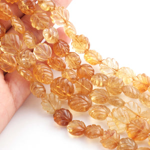 1 Strand Shaded Citrine Carving  Faceted Fancy Shape Briolettes -Semi Precious Gemstone Citrine  Fancy  Briolettes  - 12mm- 10 Inches BR01409