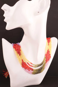 7 Strands Multi Zircon CZ Necklace , Gemstone Faceted Rondelles Ready To Wear Necklace -  3mm 17 Inches BR02861