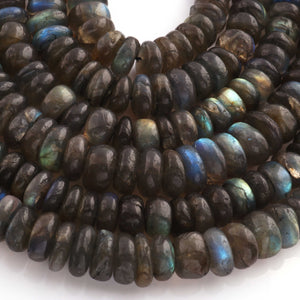 1 Strand Beautiful Labradorite Smooth Rondelles Beads -Semi Precious Gemstone  Labradorite Roundelles Beads - 10mm- 12mm-8 Inches- BR02089