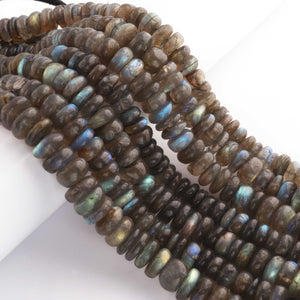 1 Strand Beautiful Labradorite Smooth Rondelles Beads -Semi Precious Gemstone  Labradorite Roundelles Beads - 10mm- 12mm-8 Inches- BR02089