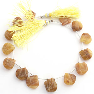 1  Long Strand Shaded Yellow Opal Heart Shape Briolettes, Yellow Opal Carved  Beads, Gemstone Briolettes-13mmx13mm-16mmx16mm -9 Inches-BR02273