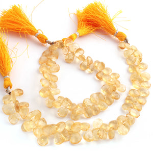 1 Strand Citrine Faceted   Briolettes - Pear Shape  Briolettes  -11mmx7mm-7mmx7mm-8 Inches BR03301 - Tucson Beads