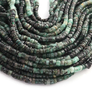 1 Strand  Shaded Emerald  Smooth Heishi Wheel Briolettes - Semi Precious Gemstone Tyre shape Briolettes  -4mm- 16 Inches BR02127