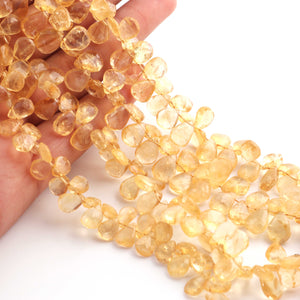 1 Strand Citrine Faceted   Briolettes - Pear Shape  Briolettes  -11mmx7mm-7mmx7mm-8 Inches BR03301 - Tucson Beads