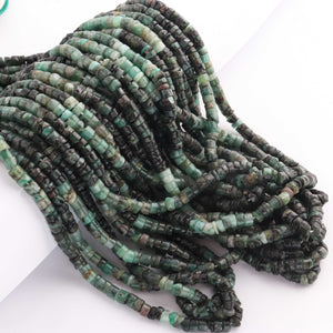 1 Strand  Shaded Emerald  Smooth Heishi Wheel Briolettes - Semi Precious Gemstone Tyre shape Briolettes  -4mm- 16 Inches BR02127