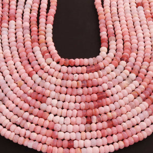 1  Strand Shaded Pink Opal Faceted Rondelles Beads - Semi Precious Gemstone Pink Opal Roundelles Beads - 6mm-14 Inches BR02782