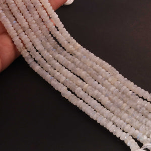 1 Strand White Rainbow Moonstone Faceted Rondelles  - Moonstone rondelles 6mm -10 Inches BR03304 - Tucson Beads