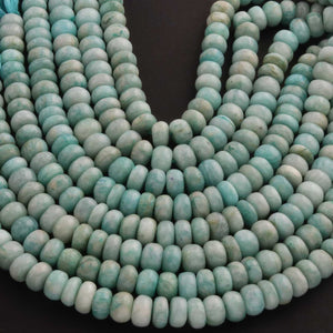 1  Strand Amazonite Smooth Rondelles Beads -Semi Precious Gemstone Roundelles Beads -8mm-9mm- 8.5-Inches BR02059