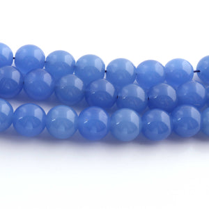 1 Strands Blue Chalcedony  Smooth Ball Beads ,Gemstone Ball Beads- 10mm - 8 Inch -BR03302 - Tucson Beads