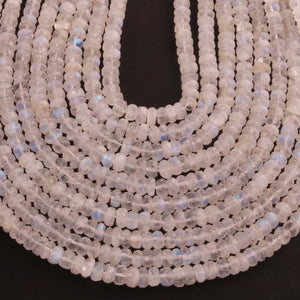 1 Strand  Beautiful White Rainbow Moonstone Faceted Rondelles- Semi Precious Gemstone Roundelles beads - 6mm-7mm-11 Inches BR0791