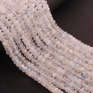 1 Strand  Beautiful White Rainbow Moonstone Faceted Rondelles- Semi Precious Gemstone Roundelles beads - 6mm-7mm-11 Inches BR0791