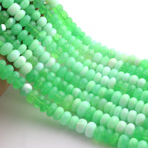 1  Long Strand Amazing Green Opal Smooth Rondelle Shape Beads- Green Opal gemstone Beads- 8mm-10mm- 14 Inches -BR02869