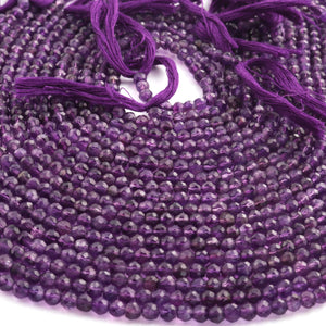 1 Strand Amethyst Faceted Round Balls - Semi Precious Gemstone Balls Beads - 4mm-5mm - 13 Inches BR087