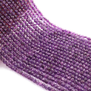 1 Strand Amethyst Faceted Round Balls - Semi Precious Gemstone Balls Beads - 4mm-5mm - 13 Inches BR087