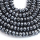 1 Strand Black Spinel Silver Coated Faceted Rondelles Beads-Semi Precious Gemstone Rondelles Beads - 9mm-8 inches BR01753