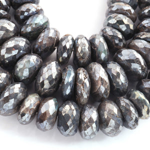 1 Strand Labradorite Silver Coated Faceted Roundelles Beads-Semi Precious Gemstone  Labradorite Rondelles Beads 16mm-22mm 8 Inches BR01754