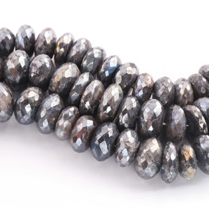 1 Strand Labradorite Silver Coated Faceted Roundelles Beads-Semi Precious Gemstone  Labradorite Rondelles Beads 16mm-22mm 8 Inches BR01754