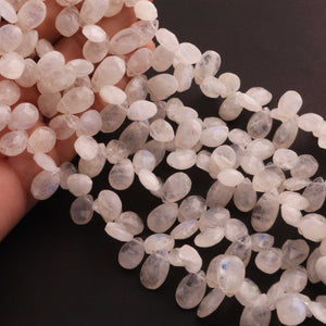 1 Strand White Rainbow Moonstone Faceted Briolettes -Pear Shape  Briolettes Beads 11mmx8mm-17mmx10mm 9.5 Inches BR0478