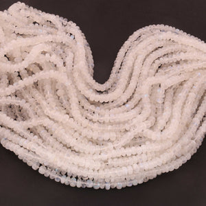 1  Long Strand White Rainbow Moonstone Faceted Rondelles  - Moonstone rondelles - 5mm ,16  Inches BR0509 - Tucson Beads