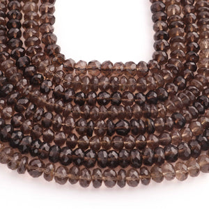 1  Strand Smoky Quartz Faceted Roundelles Shape Beads- Semi Precious Gemstone Roundelles Shape Beads 5mm- 6mm- 8 Inches BR01934