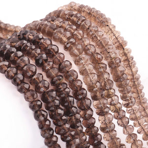 1  Strand Smoky Quartz Faceted Roundelles Shape Beads- Semi Precious Gemstone Roundelles Shape Beads 5mm- 6mm- 8 Inches BR01934