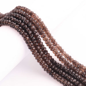 1  Strand Smoky Quartz Faceted Rondelles Shape Beads - Semi Precious Gemstone  Smoky Quartz Faceted Rondelles Beads- 6mm - 10.5  Inches BR0547