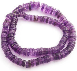 1 Strand Amethyst Faceted Heishi Wheel Rondelles Beads - Semi Precious Gemstone Wheel , Tyre shape Roundelles Beads  - 6mm-10mm 15 Inches BR02013