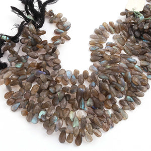 1 Strand Labradorite Faceted Pear Shape Briolettes  -Semi Precious Gemstone Beads   8mmx6mm-17mmx6mm - 10 inch BR0438