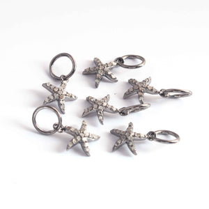 1 PC Pave Diamond Star Charm 925 Sterling Silver - Pave Diamond Pendant - 16mmx9mm PDC00116 - Tucson Beads