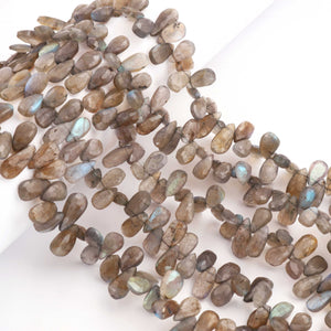 1 Strand Labradorite Faceted Pear Shape Briolettes  -Semi Precious Gemstone Beads   8mmx6mm-17mmx6mm - 10 inch BR0438