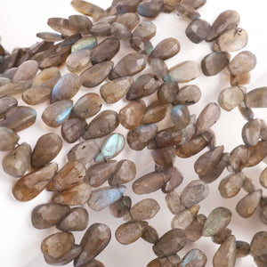 1 Strand Labradorite Faceted Pear Shape Briolettes  -Semi Precious Gemstone Beads   8mmx6mm-17mmx6mm - 10 inch BR0438