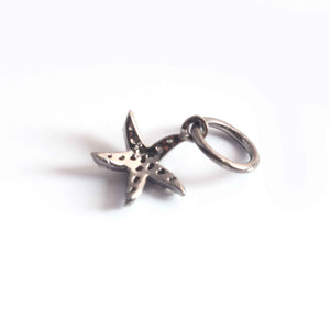 1 PC Pave Diamond Star Charm 925 Sterling Silver - Pave Diamond Pendant - 16mmx9mm PDC00116 - Tucson Beads