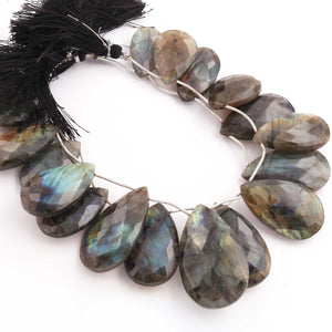 1  Strand Labradorite Faceted Pear Shape Briolettes  - Semi precious Gemstone beads - 22mmx13mm-40mmx26mm -9 Inches BR01274