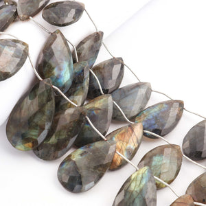 1  Strand Labradorite Faceted Pear Shape Briolettes  - Semi precious Gemstone beads - 22mmx13mm-40mmx26mm -9 Inches BR01274