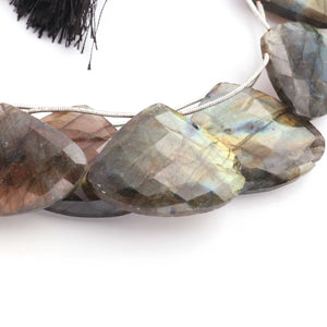 1 Long  Strand Labradorite  Faceted Briolettes -Heart Shape Briolettes - 20mmx26mm-27mmx36mm - 9 inch BR0506