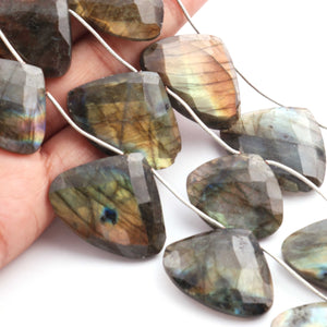 1 Long  Strand Labradorite  Faceted Briolettes -Heart Shape Briolettes - 20mmx26mm-27mmx36mm - 9 inch BR0506