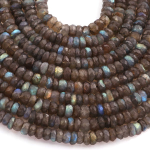 1  Strand  Labradorite Faceted Rondelles Beads - Semi Precious Gemstone Labradorite Rondelles Beads - 6mm-7mm-10 Inches BR01138