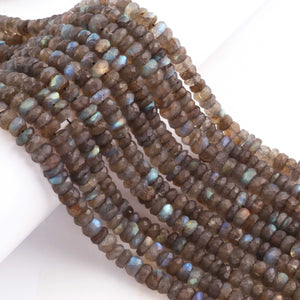 1  Strand  Labradorite Faceted Rondelles Beads - Semi Precious Gemstone Labradorite Rondelles Beads - 6mm-7mm-10 Inches BR01138