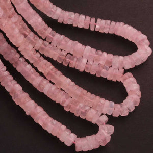 1 Strand Rose Quartz Faceted Heishi Wheel Briolettes -  Semi Precious Gemstone Tyre Shape Briolettes Beads - 6mm-7mm- 16 Inches BR01253